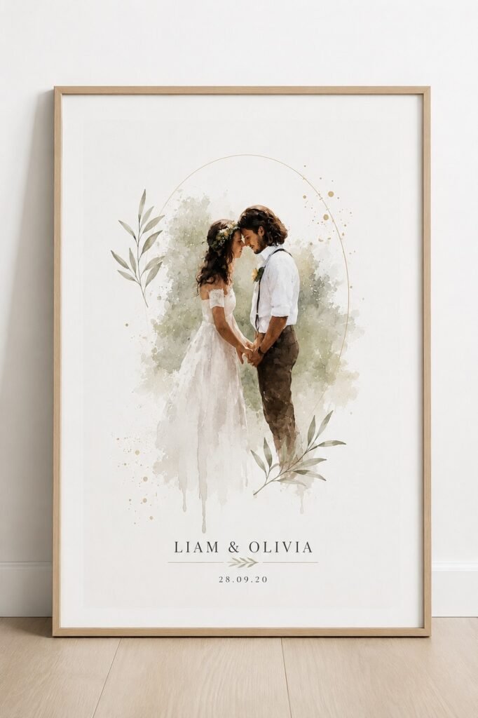 Custom Watercolor Couple Portrait